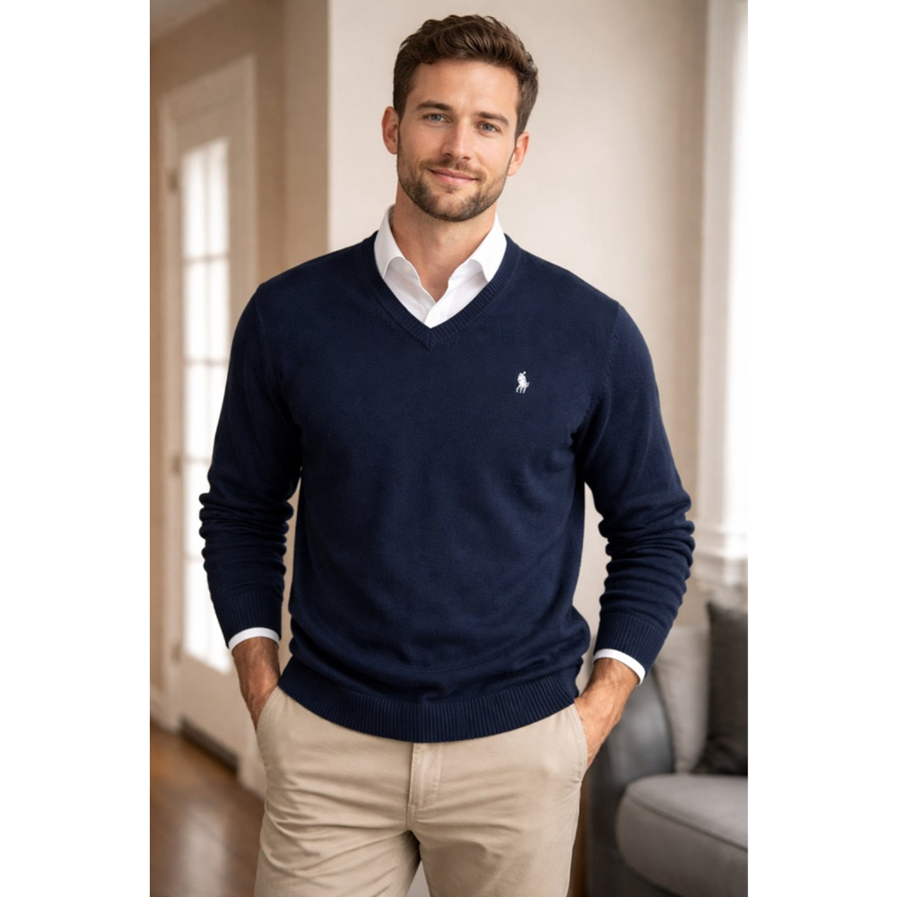 Men's U.S. Polo Assn. Navy V-Neck Sweater M